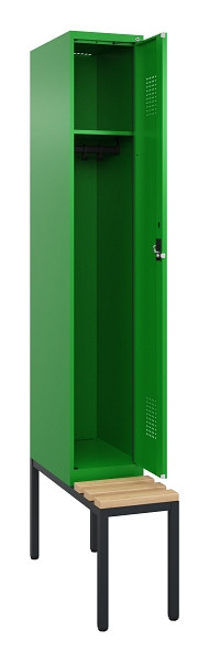 C+P Spind Evolo PLUS, 1 Abteile, 2120x300x815mm, 6037/6037, Haken 3, Zylinderschloss, Sitzfläche Buche-Hartholz, Sitzbank, 0490507-10 S10053