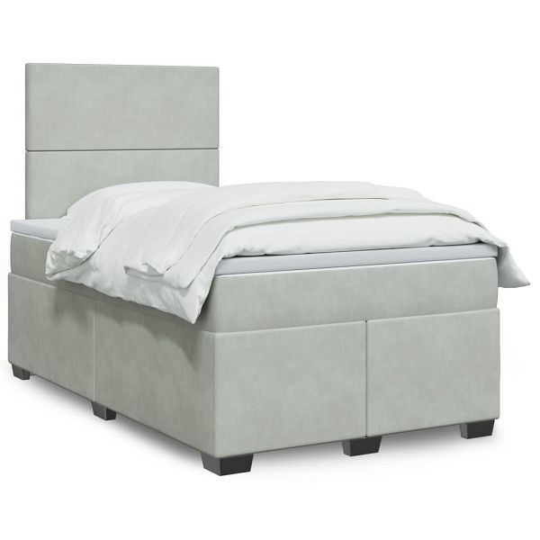 vidaXL Boxspringbett mit Matratze Hellgrau 120x190 cm Samt, 3293152