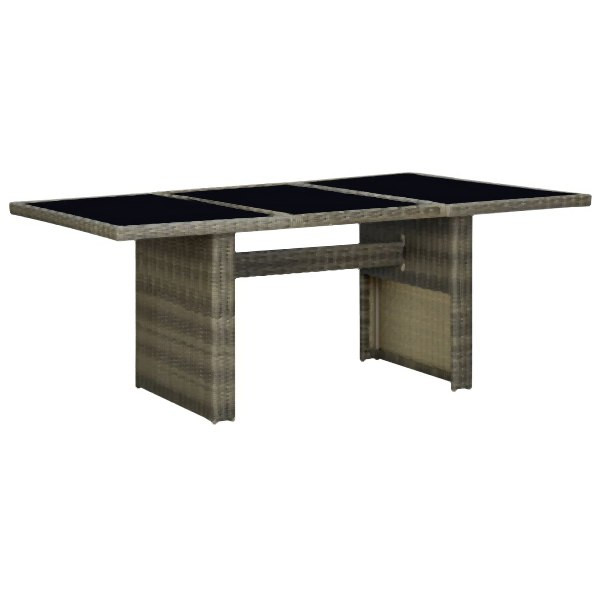vidaXL Gartentisch Braun Poly Rattan und Hartglas, 313313