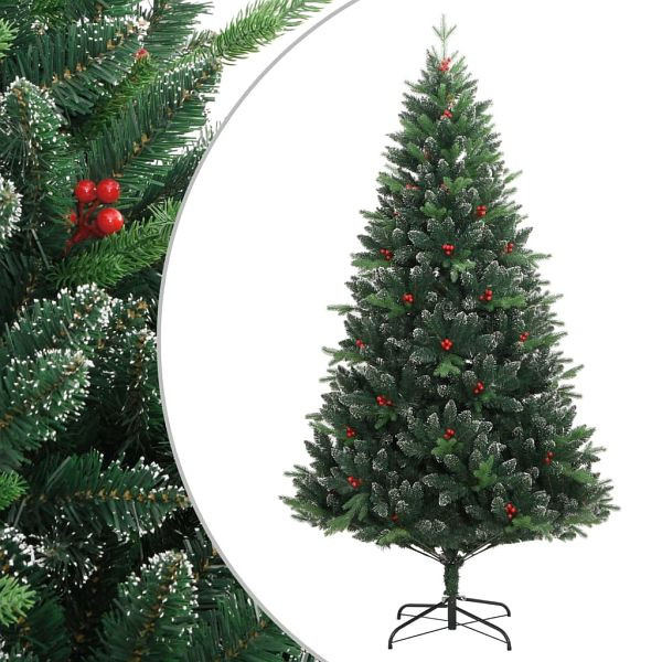 vidaXL Künstlicher Weihnachtsbaum Klappbar mit Roten Beeren 240 cm, 356735