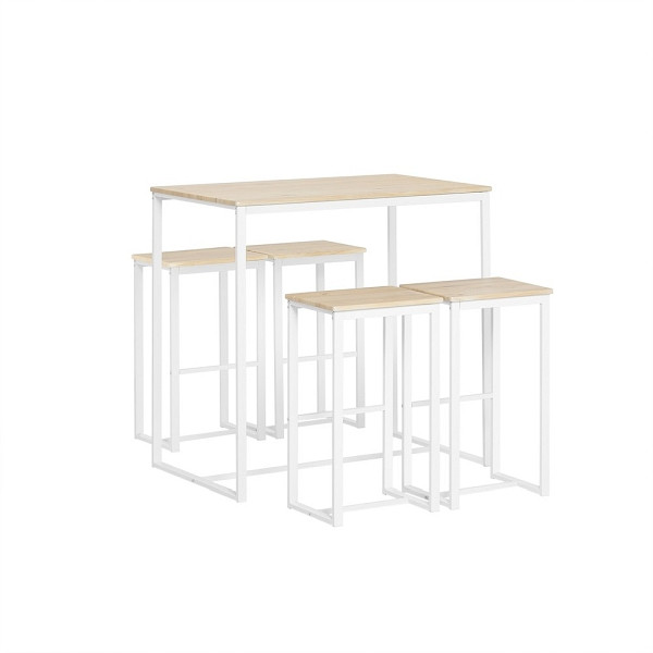 SoBuy Bartisch-Set mit 4 Hockern Holzfarbe 100x60x96 cm, Industriell, OGT15-WN