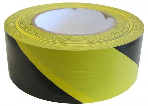Dörner + Helmer PVC Warnband selbstklebend 50 mm breit, schwarz/gelb, 60 m, VE: 4 Stück, 490105