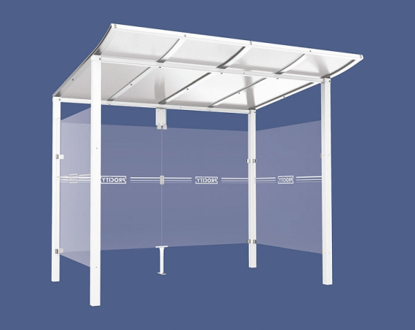 Procity Wartehalle Modulo - Mit Seitenverkleidungen, Farbe RAL 9010, Maße: Breite 2500 x Höhe 2250 x Tiefe 2000 mm, 529670.9010