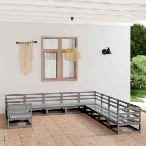 vidaXL 11-tlg. Garten-Lounge-Set Massivholz Kiefer, 3076016