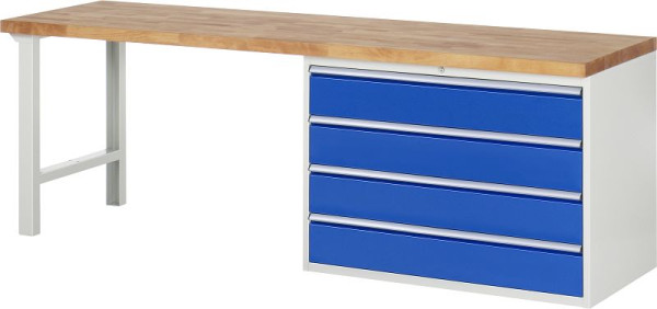 RAU Werkbank Serie 7000 - Modell 7709, B2500 x T700 x H840 mm, Systemunterbau B2500 x T650 x H800 mm, 03-7709A1-257B4S.11