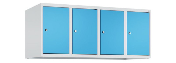C+P Schrankaufsatz Classic PLUS, Aufsatzschrank, 7035/5012, Zylinderschlösser, 500x1200x500mm, 4 Abteile, 080090-40 S10019