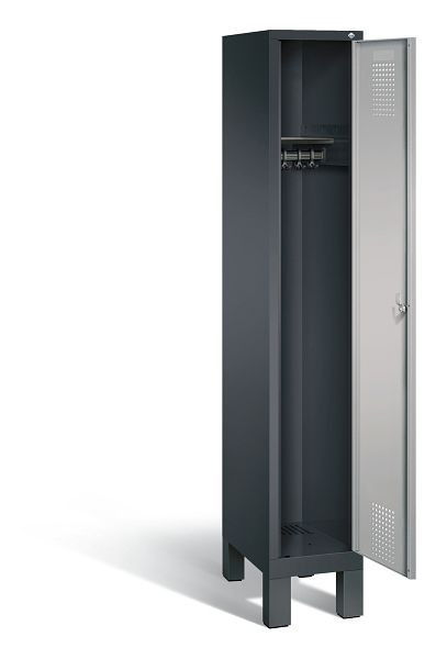 C+P Garderobenschrank Evolo, H1850xB320xT500mm, Farbe: Schwarzgrau / Weißaluminium, 48010-10 S10056