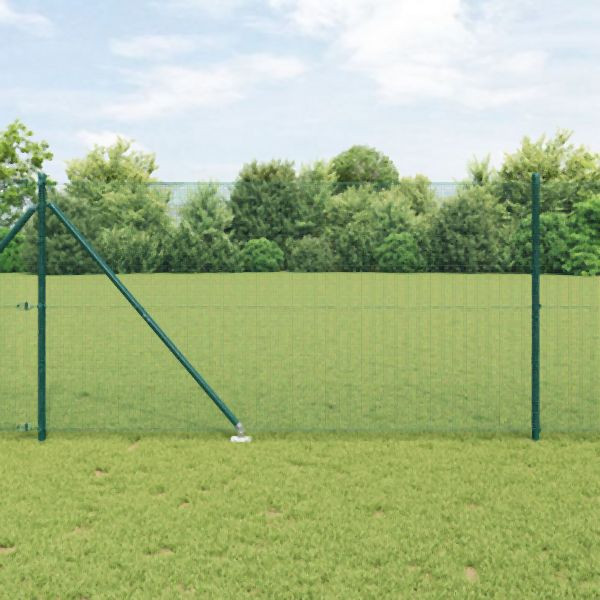 vidaXL Geschweißter Drahtzaun mit 7 Spitzpfosten Grün 1,4x10 m Stahl, 3352053