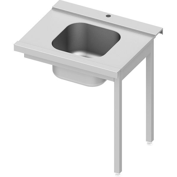 Stalgast Zulauftisch ECO auf zwei Beinen mit einem Becken 1000x670x870 mm, Anbauseite rechts, mit Aufkantung, Selbstmontage, DZL10762RA