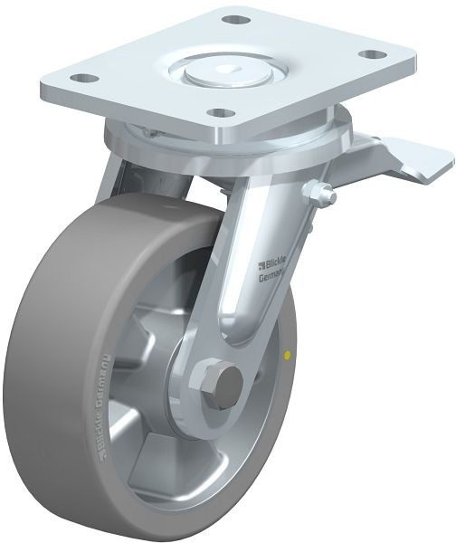 Blickle LO-ALTH 150K-ST-AS Stahlgeschweißte Schwerlast-Lenkrolle mit Feststeller, Blickle Extrathane®, Grau, 742890