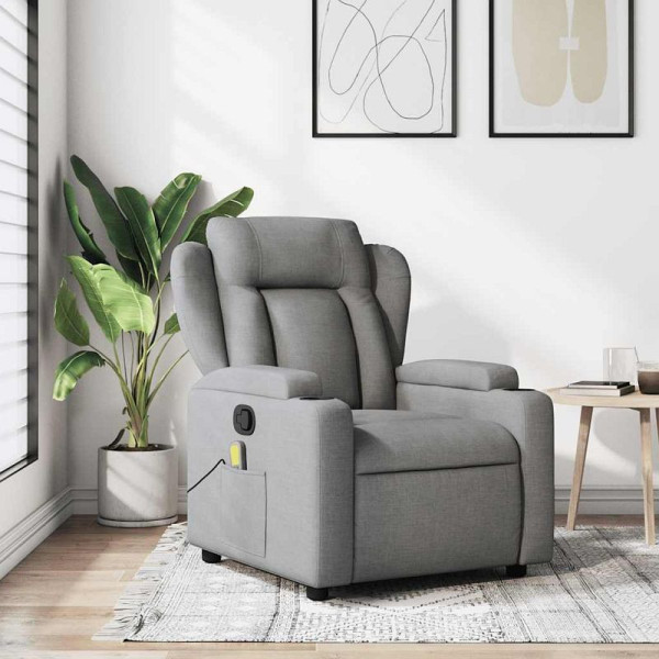 vidaXL Massage-Relaxsessel, hellgrauer Stoff, 3206000