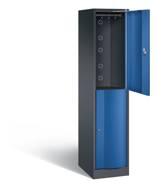 C+P Spind doppelstöckig Resisto, H1950xB396xT540mm, Farbe: Schwarzgrau / Enzianblau, 8270-172 S10021