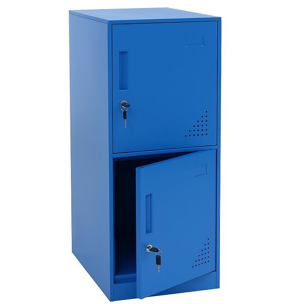 Mendler Spind HWC-P63, Schließfach Wertfachschrank Schließfachschrank 2 Türen, 90x38x45cm Stahl, blau, 122513