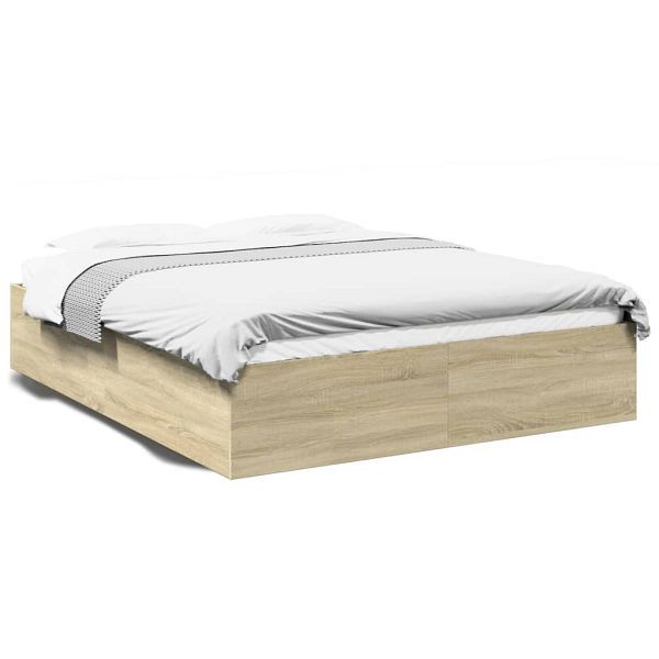 vidaXL Bettgestell Sonoma-Eiche 150x200 cm Holzwerkstoff, 3281009