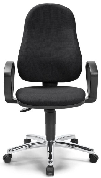 Deskin Bürostuhl COMFORT P mit Armlehnen, Schwarz, 800 x 600 x 330 mm, Gestell: Verchromt, 333328