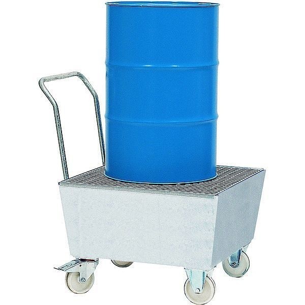asecos Auffangwanne Stahl verzinkt GiR fahrbar Volumen 200L, 1020x815x1130mm, 2555