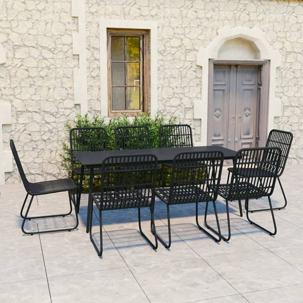 vidaXL 9-teilig Garten-Essgruppe Poly Rattan und Glas, 3060248