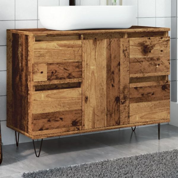 vidaXL Badschrank Altholz-Optik 80x33x60 cm Holzwerkstoff, 857235