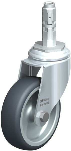 Blickle LKRA-TPA 101G-11-E12 Apparate-Lenkrolle mit Expander, Thermoplastisches Gummi-Elastomer, Grau, 557215