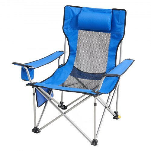 VEVOR Campingliege 150 kg, 4 Positionen, Fußstütze, Getränkehalter, Tasche, Kopfstütze, für Camping/Angeln, Blau, PTTYXTTYWBXL8VIN5V0