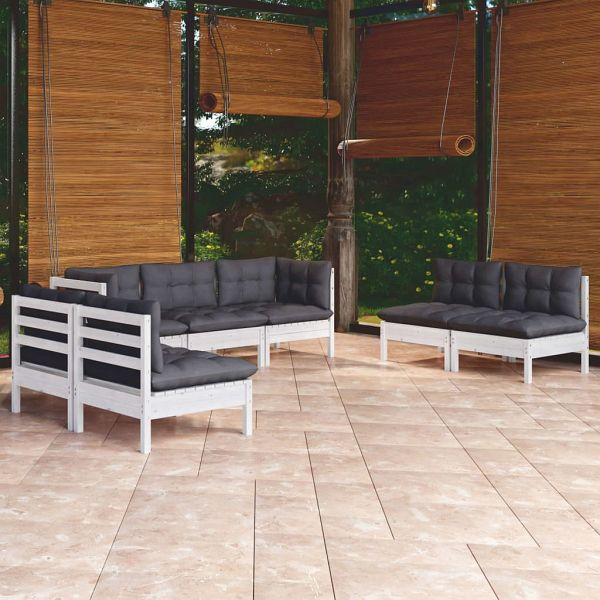 vidaXL 7-teilig Garten-Lounge-Set mit Kissen Kiefer Massivholz, 3096221