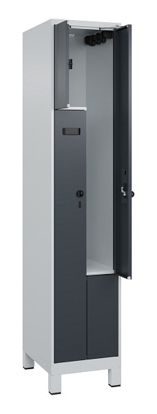C+P Z-Spind Evolo PLUS, Füße, 2 Fächer, 1950x400x500mm, 7035/7016, Drehriegel, 049013-122 S10010