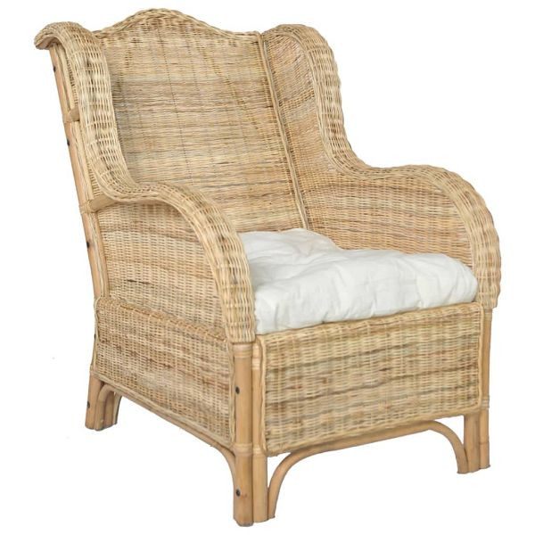 vidaXL Sessel mit Kissen Natur-Rattan und Leinen, 325463