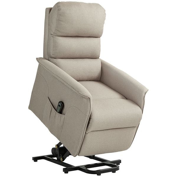 HOMCOM Relaxsessel mit Aufstehhilfe, verstellbare Rückenlehne/Fußstütze, bis 120 kg, 66 x 90 x 96 cm, Beige, 713-042V90BG