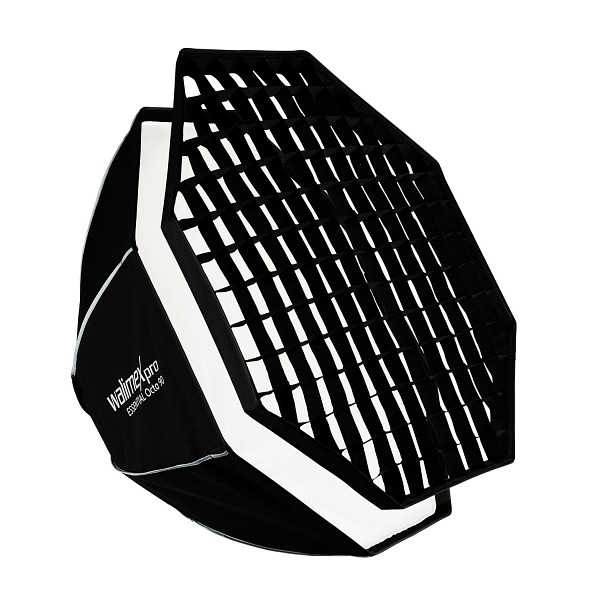 Walimex pro Essential Softbox Octagon 90cm, um 360° drehbar, einfacher Aufbau, inkl. Grid, Bowens Adapter und Transporttasche, 1023421
