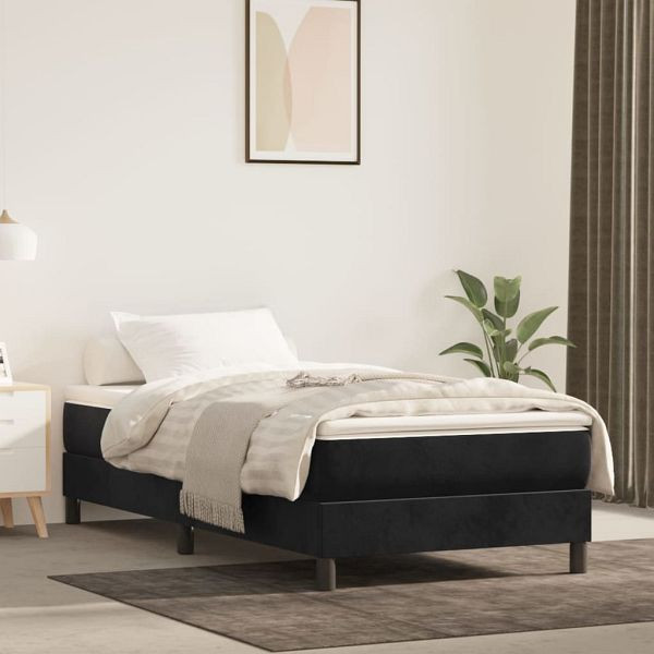 vidaXL Boxspringbett mit Matratze Schwarz 80x200 cm Samt, 3144299