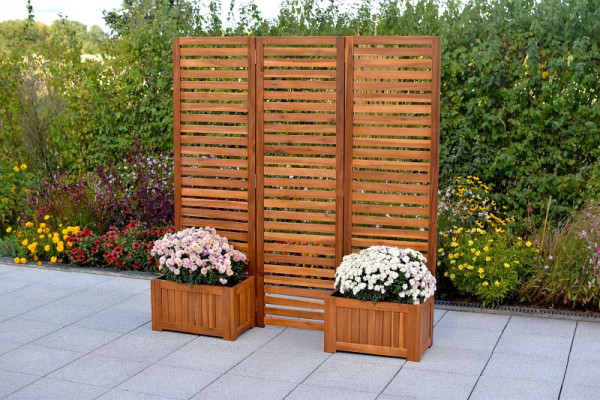 Merxx Sichtschutz, flexibel aufstellbar, mit 2 Blumenkästen, FSC Akazienholz, 23931-011
