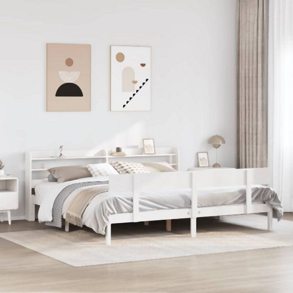 vidaXL Massivholzbett ohne Matratze Weiß 180x200 cm Kiefernholz, 3306626