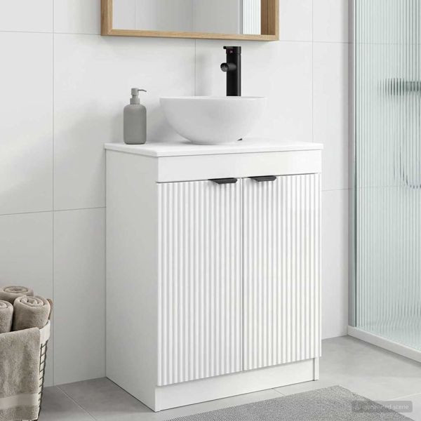 vidaXL Badezimmerschrank mit Waschbecken Hochglanz Weiß, 890142