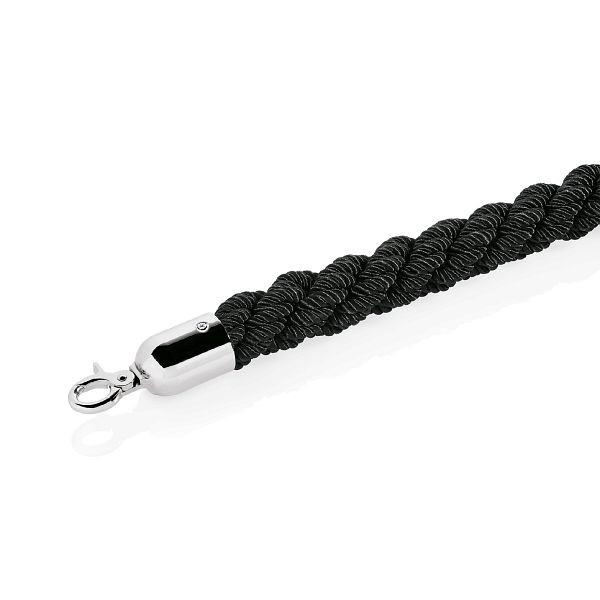 WAS Classic Verbindungskordel, Durchmesser 38 mm, 2,5 m, schwarz, mit verchromten Beschlägen, 2212256
