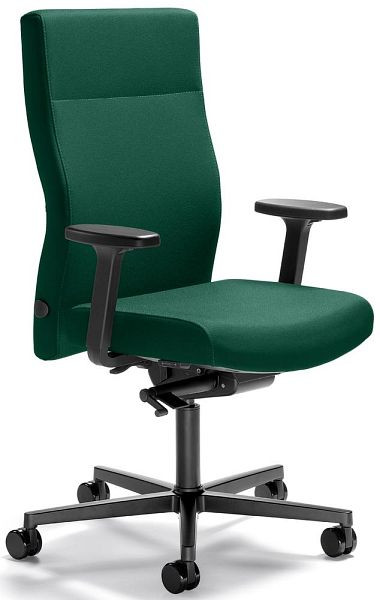 Deskin Bürodrehstuhl D001 ohne Armlehnen, Fußkreuz Polyamid schwarz, Bezug Stoff Delta1, Farbe dunkelgrün, 289453