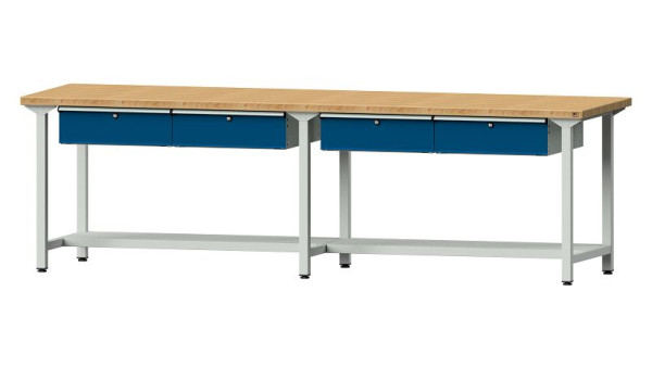 ANKE Werkbänke Arbeitstisch, Modell 195, 2800 x 800 x 840 mm, RAL 7035/5010, BMP 40 mm, 401.480