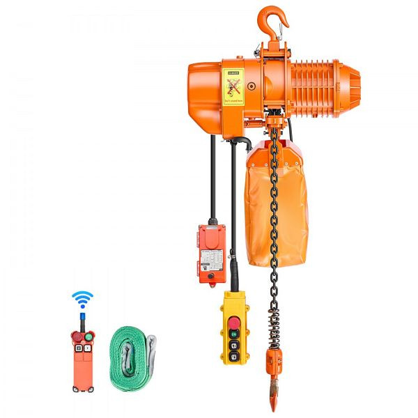 VEVOR Elektrischer Kettenzug 500 kg, 6 m Hubhöhe, Dreiphasig, 100 m Funk- & 4,5 m Kabelfernbedienung, G80-Kette, GDSDDHLHLJCKVDE51001V8