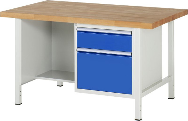 RAU Werkbank Serie 8000 - Gestell-Bauweise (Schweißgestell), Unterbau-Container (2x Schublade, Ablageboden), 1500x840x900 mm, 03-8451A2-159B4S.11
