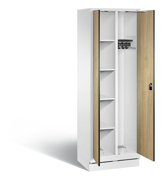 C+P Putzmittel-Spind Evolo, H1800xB610xT500mm, Farbe: Verkehrsweiß / Dekor Eiche Sereno, 48160-20 S10143