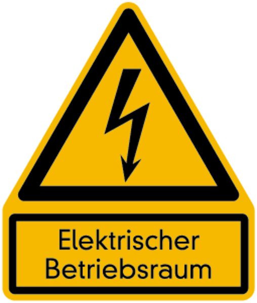 Schilder Klar Warnzeichen Kombischild Elektrischer Betriebsraum, 200x237x0.45 mm Aluminium geprägt, 7501/52