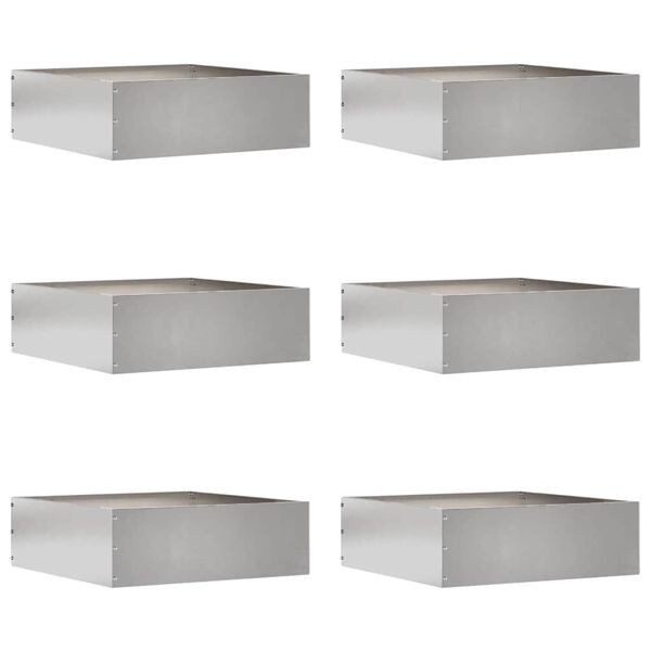 vidaXL Raseneinfassung 6 pcs Silber 40 x 40 x 13 cm Edelstahl, 874711