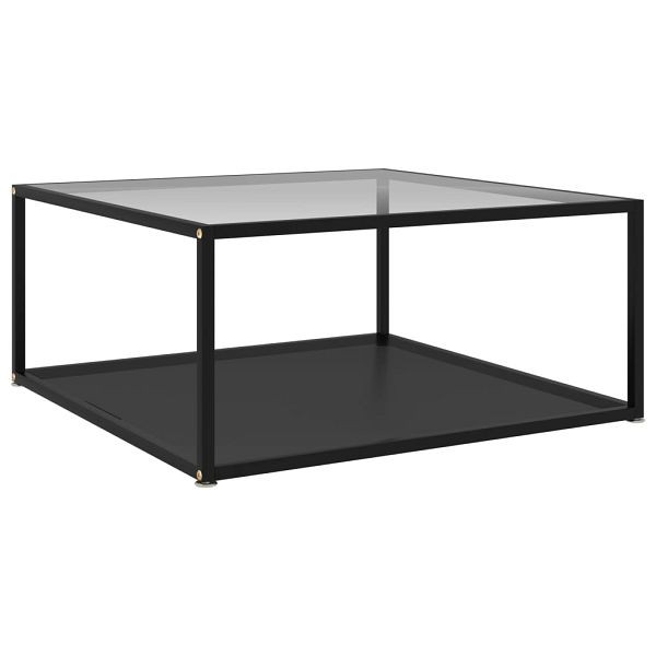vidaXL Couchtisch Transparent und Schwarz 80x80x35 cm Hartglas, 322896