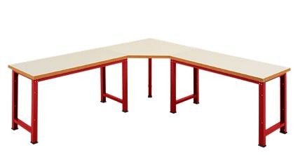 Manuflex Fünfeck-Verkettungselement PROFI mit Kunststoffplatte, für Tischtiefe = 700 mm, Rubinrot, WP1419.3003