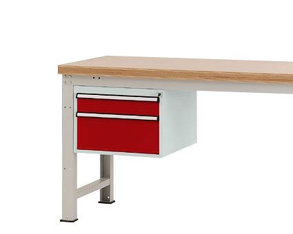 Manuflex Gehäuse-Unterbau PROFI, Nutzhöhe 300 mm mit 2 Schubfächern, für Werkbanktiefe 700 mm, Rubinrot, ZB4581.3003