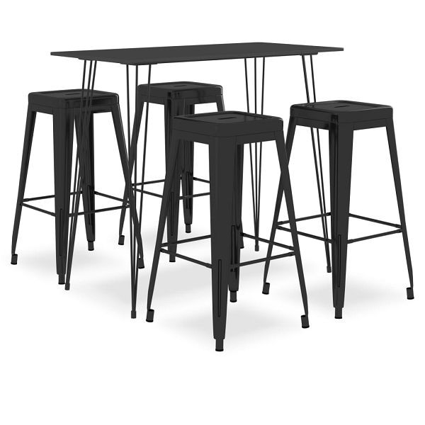 vidaXL 5-tlg. Bar-Set Schwarz, Top-Qualität, modern, zeitgemäß, 3057373