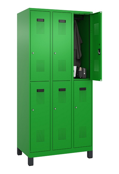 C+P Doppelstöckiger Spind Evolo PLUS, mit Füßen, 6 Fächer, 1950x900x500mm, 6037, Zylinderschloss, 049310-30 S10053