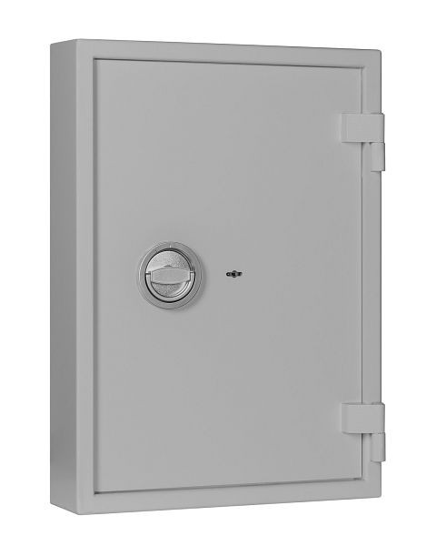 Eichner Autoschlüsseltresor mit 2 Schlüsseln, Einrichtung für 35 Schlüsselhaken, 576 x 460 x 140 mm, Farbe: RAL 7035, 9201-00057