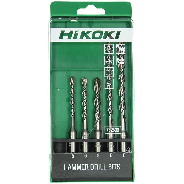 HiKOKI HM-Hammerbohrerset SDS-Plus (5-teilig) 5/6/8 x 110 mm 6/8 x 160 mm, 782530