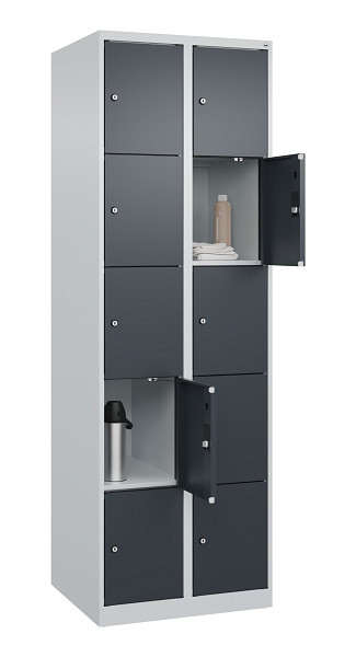 C+P Schließfachschrank Evolo PLUS, 10 Fächer, 1850x600x500mm, 7035/7016, 049000-205 S10012