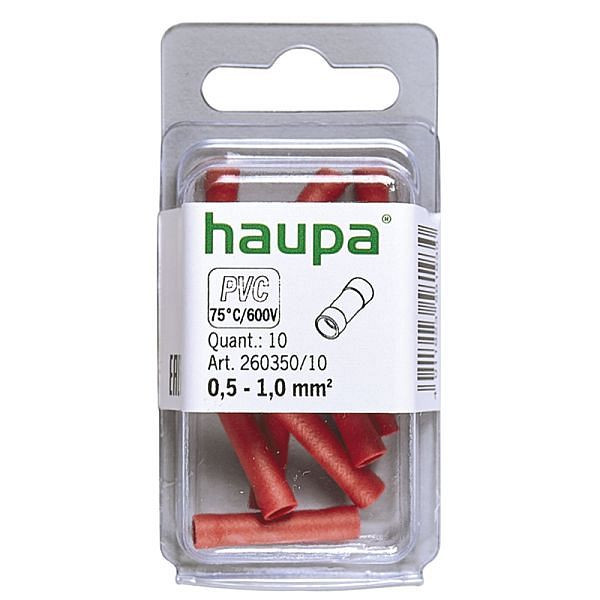Haupa Stoßverbinder rot isoliert 0,5-1,0 mm² PVC, VE: 10 Stück, 260350/10